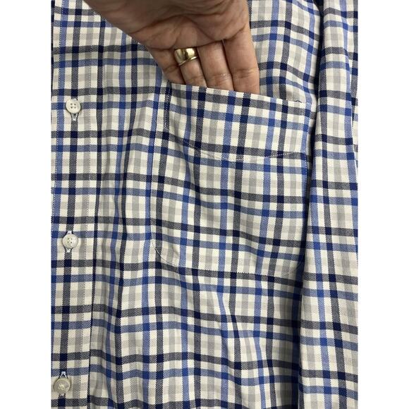 J McLaughlin Blue Plaid Button Up Shirt Mens Size XL Long Sleeve Casual Office - Picture 7 of 9